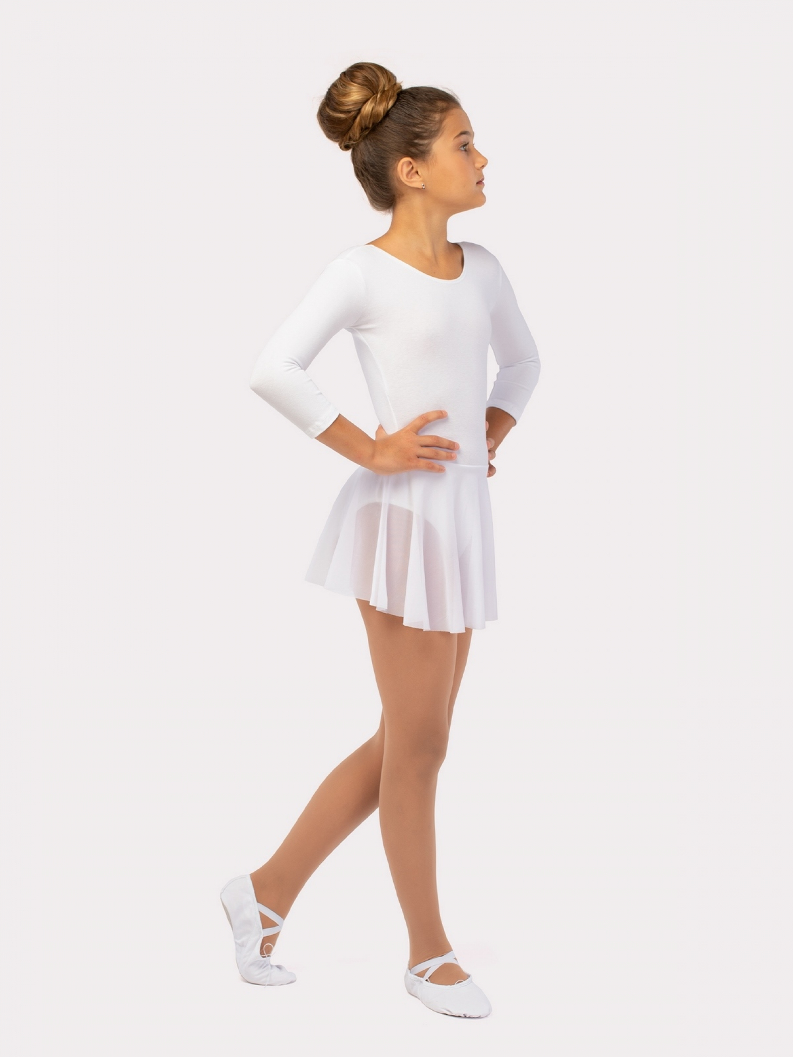 Купальник "Пируэт", рукав 3/4, юбка-сетка 