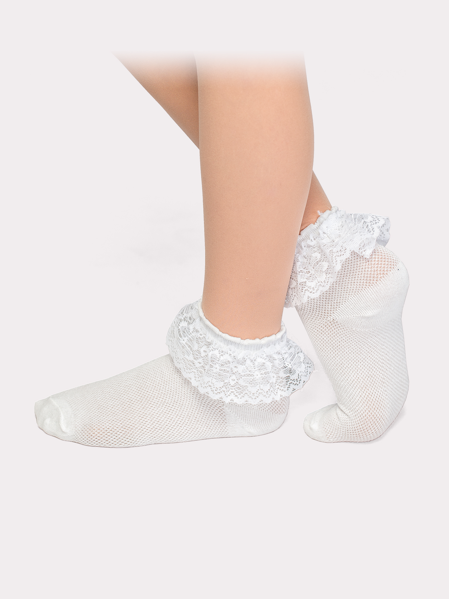 Носки-сетка для танцев, с рюшами. Средний паголенок. Упаковка 6 шт.