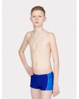 Плавки-шорты  из однотонной ткани с боковыми отделочными деталями через цветной кант