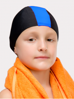 Шапочка для бассейна черная, вставка - в ассорт.