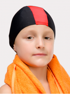 Шапочка для бассейна черная, вставка - в ассорт.