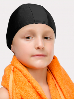 Шапочка для бассейна черная, вставка - в ассорт.